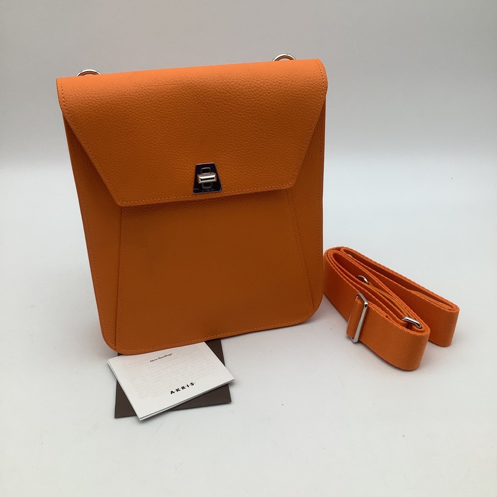 Akrisโ Little Anouk Orange Calfskin Leather Crossbody Messenger Bag Purse NWT
